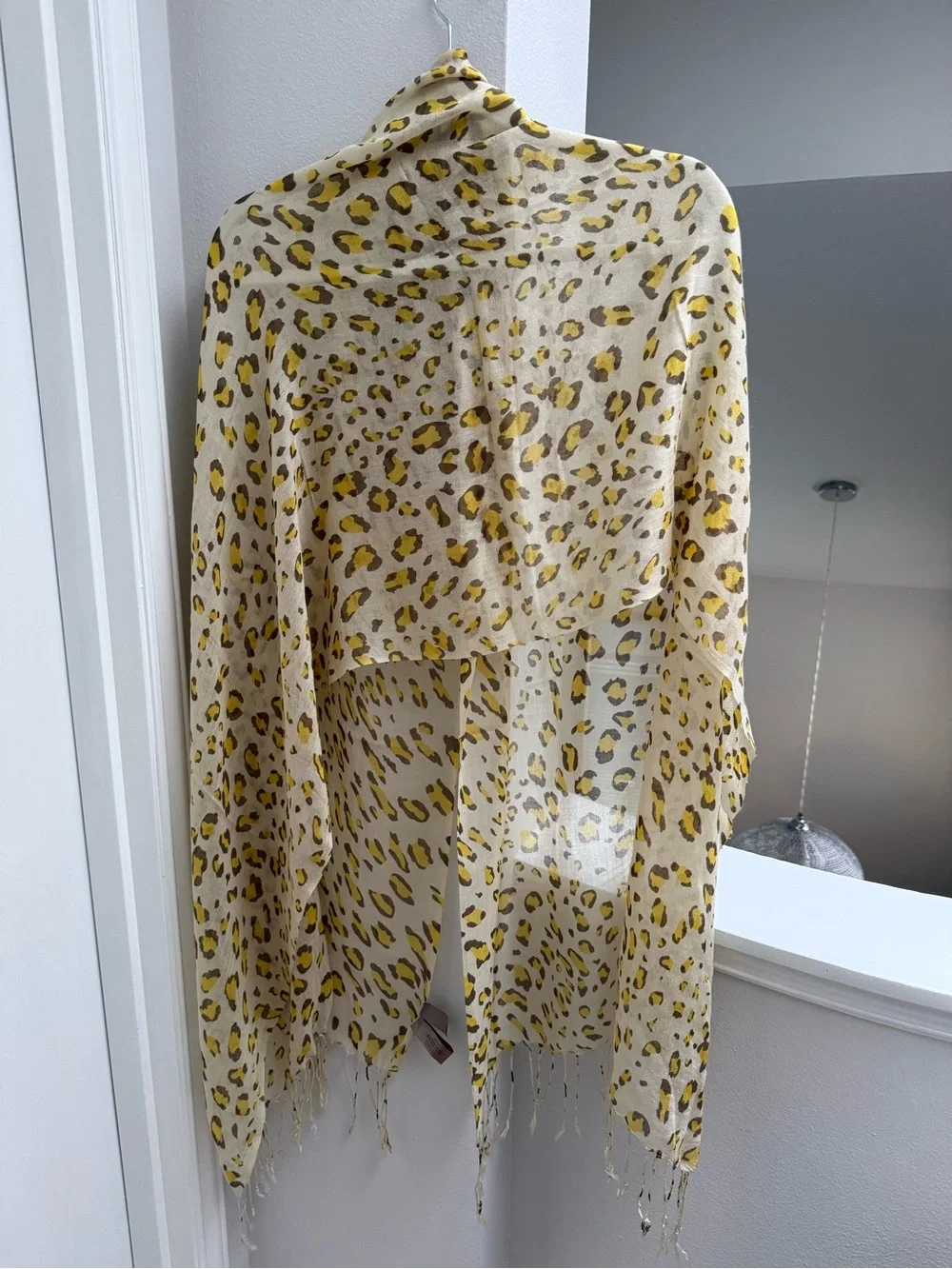Leopard Print Yellow Scarf (20% Silk)